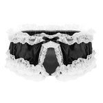 Sissy Underwear Lace Sexy Frilly Ruffled Open Crotch Pouch Underpants