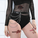 Leather Harness Chain Garter Belt Body  Thigh Harness Punk Leg Straps