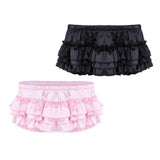 Shiny Satin Ruffled Sissy Bloomer Tiered Skirted